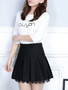 Casual Inverted Pleat Plain A-Line Mini Skirt With Underpant