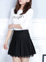 Casual Inverted Pleat Plain A-Line Mini Skirt With Underpant