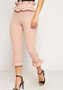 Pink Cascading Ruffle Elastic Waist Fashion Nine's Pants
