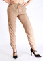 Khaki Plain Pockets Drawstring Elastic Waist Casual Long Pants