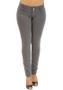 Grey Plain Buttons Pockets Mid-rise Casual Long Pants