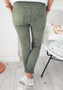 Green Drawstring Waist High Waisted Pants