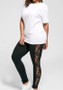 Black Patchwork Lace Casual Slim Plus Size Long Pants