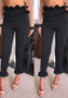 Black Irregular Ruffle Elastic Waist Nine's Casual Pants