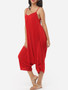 Casual Plain Loose Fitting Designed Jumpsuits