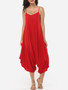 Casual Plain Loose Fitting Designed Jumpsuits