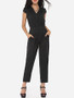 Casual Plain Pockets Designed Jumpsuits