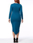 Casual Ruched Asymmetric Hem Solid Round Neck Plus Size Bodycon Dress