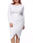 Casual Asymmetric Hem Round Neck Solid Plus Size Bodycon Dress