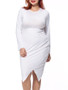 Casual Asymmetric Hem Round Neck Solid Plus Size Bodycon Dress