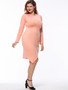 Casual Asymmetric Hem Round Neck Solid Plus Size Bodycon Dress