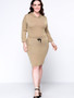 Casual Hooded Drawstring Pocket Plain Plus Size Bodycon Dress