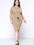 Casual Hooded Drawstring Pocket Plain Plus Size Bodycon Dress