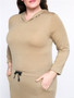 Casual Hooded Drawstring Pocket Plain Plus Size Bodycon Dress