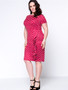 Casual Flounce Polka Dot Round Neck Plus Size Bodycon Dress