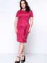 Casual Flounce Polka Dot Round Neck Plus Size Bodycon Dress