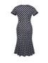 Casual Vintage Tie Collar Mermaid Polka Dot Plus Size Bodycon Dress