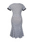 Casual Vintage Tie Collar Mermaid Polka Dot Plus Size Bodycon Dress