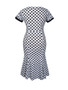 Casual Vintage Tie Collar Mermaid Polka Dot Plus Size Bodycon Dress