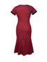 Casual Vintage Tie Collar Mermaid Polka Dot Plus Size Bodycon Dress