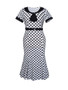 Casual Vintage Tie Collar Mermaid Polka Dot Plus Size Bodycon Dress