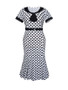 Casual Vintage Tie Collar Mermaid Polka Dot Plus Size Bodycon Dress