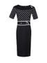 Casual Round Neck Polka Dot Business Casual Plus Size Bodycon Dress