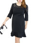 Casual Flounce Patchwork Hollow Out Plain Plus Size Bodycon Dress