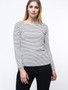 Casual Boat Neck Striped Plus Size T-Shirt With Long Sleefe