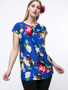 Charming Floral Printed Round Neck Plus Size T-Shirt