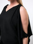 Casual Open Shoulder Solid Plus Size T-Shirt In Black