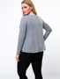 Casual Color Block Decorative Button Round Neck Plus Size T-Shirt