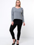 Casual Color Block Decorative Button Round Neck Plus Size T-Shirt