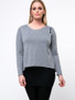 Casual Color Block Decorative Button Round Neck Plus Size T-Shirt