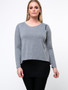 Casual Color Block Decorative Button Round Neck Plus Size T-Shirt