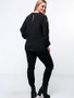 Casual Round Neck Hollow Out Plain Plus Size Blouse With Split Sleeve