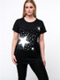 Charming Star Round Neck Plus Size T-Shirt