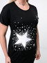 Charming Star Round Neck Plus Size T-Shirt