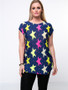 Casual Color Block Star Round Neck Plus Size T-Shirt