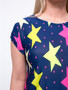 Casual Color Block Star Round Neck Plus Size T-Shirt