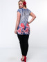 Casual Excellent Floral Printed Round Neck Plus Size T-Shirt