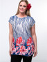 Casual Excellent Floral Printed Round Neck Plus Size T-Shirt