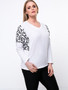 Casual Trendy V-Neck Letters Batwing Sleeve Plus Size T-Shirt