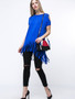 Casual Open Shoulder High-Low Fringe Rivet Plain Plus Size T-Shirt