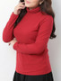 Casual Turtleneck Basic Plain Plus Size T-Shirt