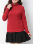 Casual Turtleneck Basic Plain Plus Size T-Shirt