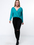 Casual Surplice Ruched Plain Plus Size T-Shirt