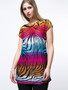 Casual Colorful Animal Printed Round Neck Plus Size T-Shirt