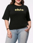 Casual Half Sleeve Simple Designed Letters Printed Plus Size T-Shirt