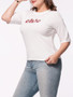 Casual Half Sleeve Simple Designed Letters Printed Plus Size T-Shirt